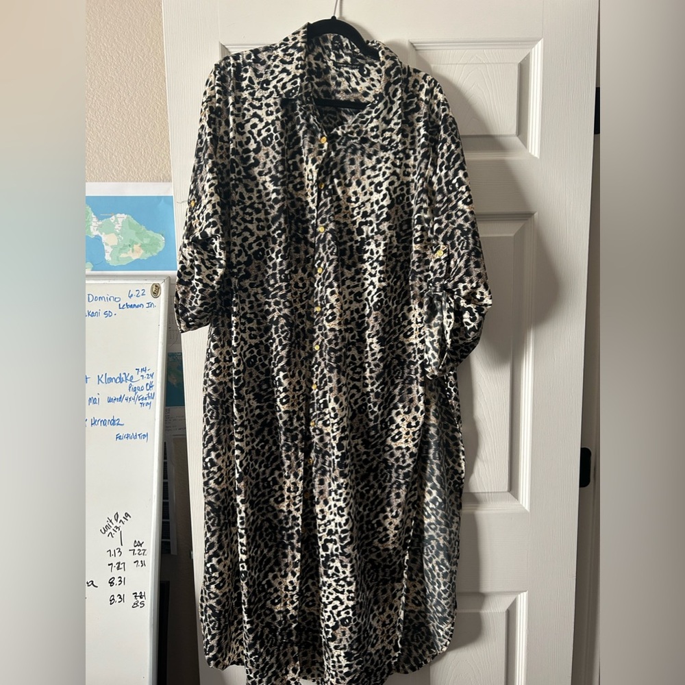 Leopard shirt dress coverup